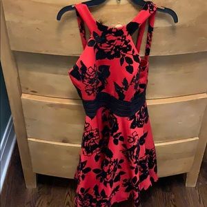 black and red floral dress